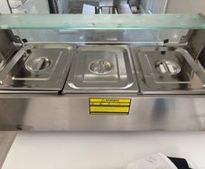 New Commercial Food Warmer, 1500W Electric Stainless Steel Steam Food Warmer with Glass Cover, 3-Pan Countertop Buffet Bain Marie with Soup & Perforated Ladles, for Catering, Restaurant & Party