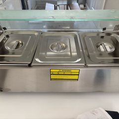 3Pan Commercial Food Warmer 3x12QT Electric Steam Table with Tempered Glass Cover  for Catering Restaurants