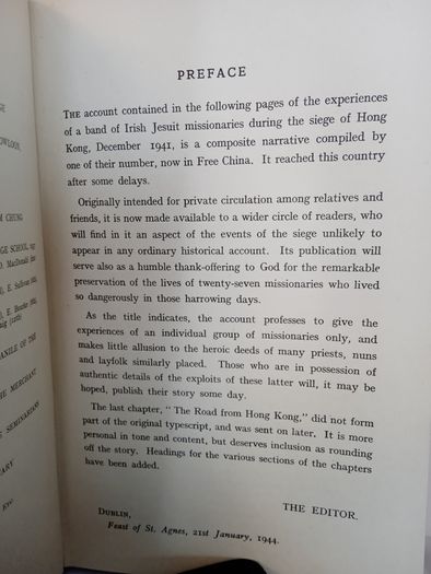 Jesuits Under Fire: In the Siege of Hong Kong, 1941 by Thomas F. Ryan (PT142)