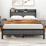 King Size Bed Frame with Storage and Headboard Shelf Image 9