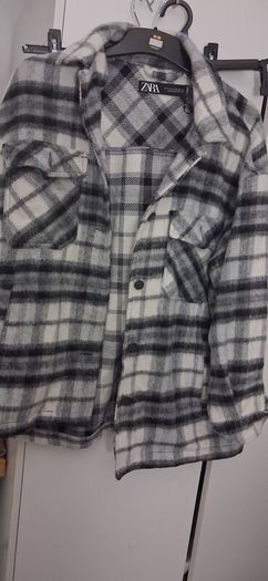 Zara Black & White Checked Shacket