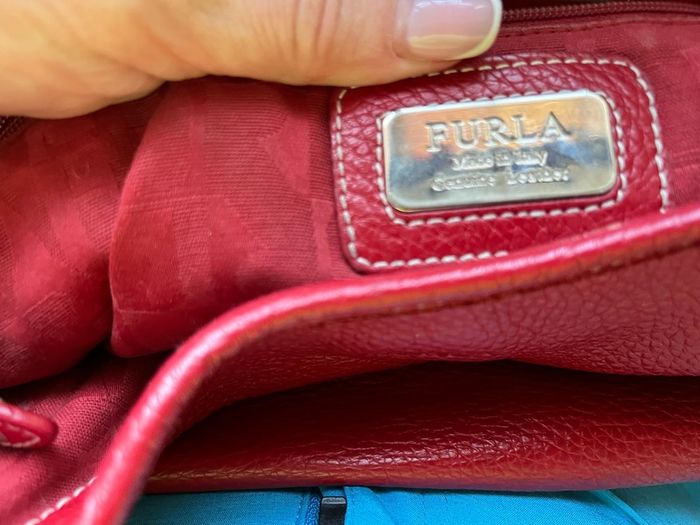 Furla Red Pebbled Leather Tote Bag