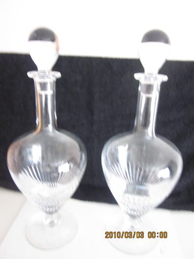 Pair of Vintage Tipperary Crystal Decanters 15"