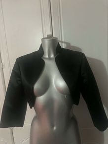 Debut Black satin 3/4 sleeves bolero size UK12 EU40 Postage included