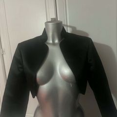 Debut Black satin 3/4 sleeves bolero size UK12 EU40 Postage included