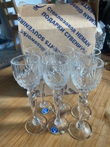 Neman Set of Shot Chrystal Glasses Hand Made Vintage
