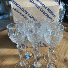 Neman Set of Shot Chrystal Glasses Hand Made Vintage