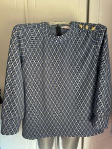Brand new navy with silver thread Savida long sleeve blouse size UK14 EU42 Postage included