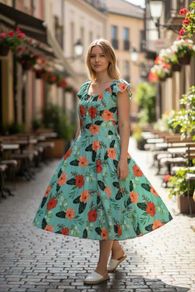 Green Floral Dress Size 18