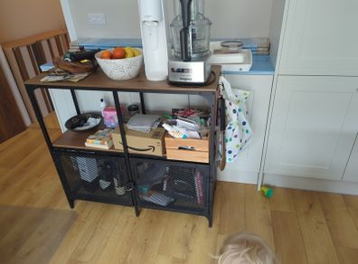IKEA FJALLBO shelving unit with additional hooks