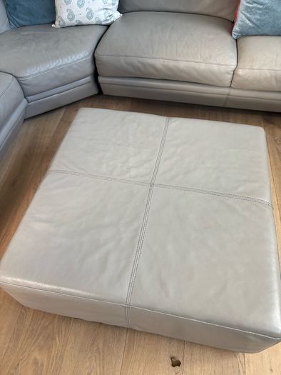 Taupe grey leather couch