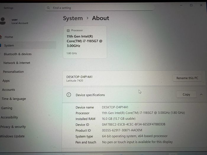 Dell 7420 | I7 11th Gen | 16gb Ram | 512gb Ssd | Uhd