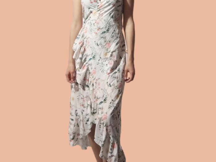 Floral Wrap Midi Dress with Ruffles