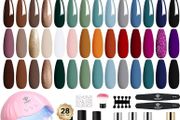 FREE SHIPPING 28 Colors Fall Winter Gel Nail Polish Set with Lamp Starter Kit No Wipe Base &amp; Top Coat Bond Primer