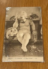 Vintage French Postcard & Red 10c Stamp