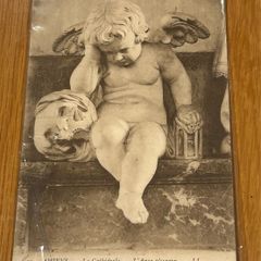 Vintage French Postcard & Red 10c Stamp