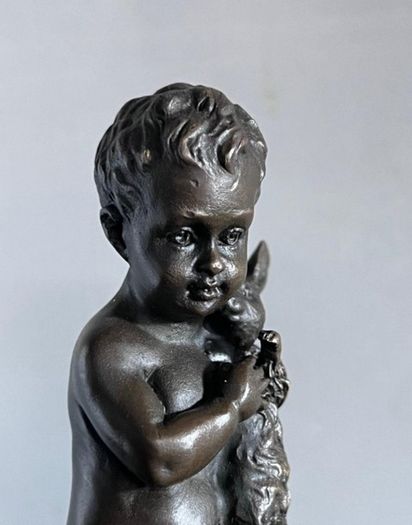 Paul Schmidt-Felling (1835-1920) Boy With Hare - Bronze, Marble, Signed