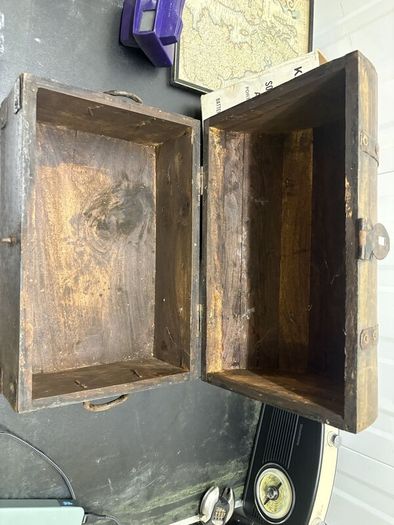 Rustic Wooden Barrel-Top Storage Chest