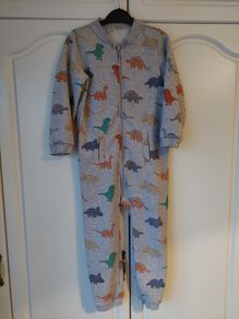 Grey colourful dinosaurs all-in-one (3-4 years)