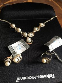Sterling  silver and 9K gold, fresh water pearls set
