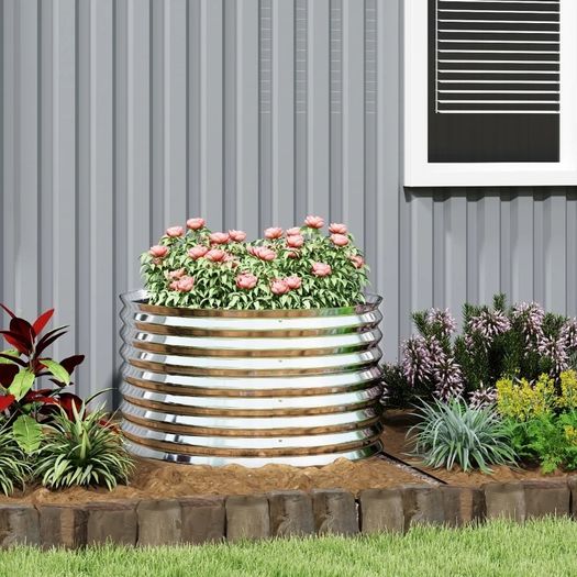 Raised garden bed, rust-resistant galvanized steel 160 x 80 x 56 cm silver