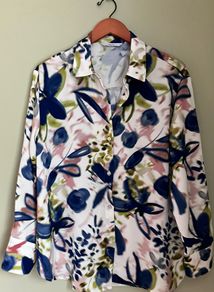 Ladies Cream Patterned Satin Shirt