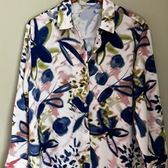 Ladies Cream Patterned Satin Shirt