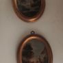Pair Vintage Italian Oil Paintings in Oval Convex Glass Gilt Wood Frames. Image 3