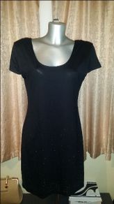 Brand new Dunnes Black stretchy dress with silver details size UK16 EU44 Postage included