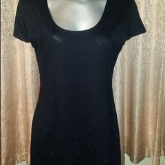 Brand new Dunnes Black stretchy dress with silver details size UK16 EU44 Postage included