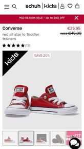 Converse All Star Red Lo Toddler Trainers UK5/EU21