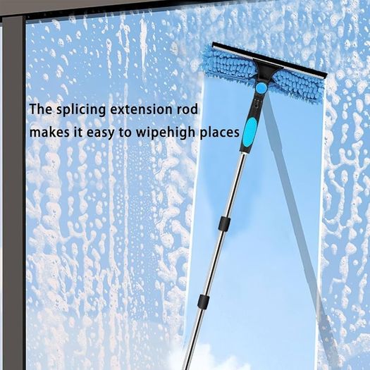 Window Cleaning Equipment with Extension Pole 70in 180 Rotatable Squeegee & Microfiber Scrubber,176cm Professional Window Cleaning Kit for High Windows, Shower Glass, Car and Mirror