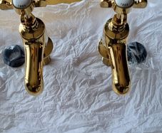 NEW Vintage Golden Brass Bathroom Sink Taps