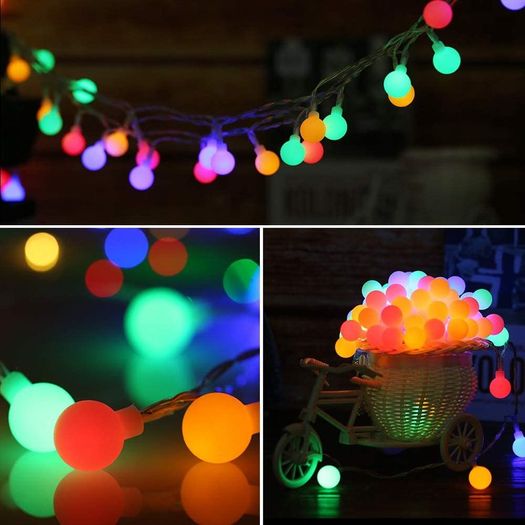 Globe String Lights Mains Powered 13M/43ft 100 LED Outdoor Fairy Lights Multi-Color 8 Modes Waterproof with Remote Control for Party Living Room Bedroom Patio Garden (13m 100led Multi-colored Plug in)
