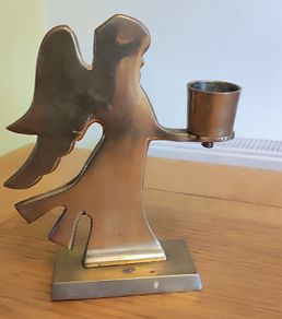 Vintage Holiday Brass Angel Candlestick Holder