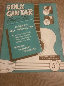 Folk Guitar Finger Style by Dick Sadleir .Vintage Sheet Music Book 1964