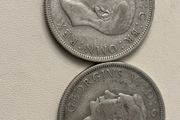 Pair 1940 GB half crown 50% silver