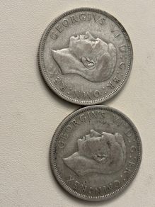 Pair 1940 GB half crown 50% silver
