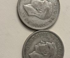 Pair 1940 GB half crown 50% silver