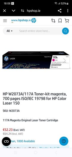 HP Printer Laser Toner 117 A