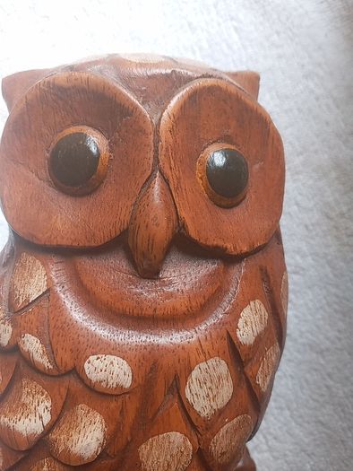 Hardwood carved Tawny owls