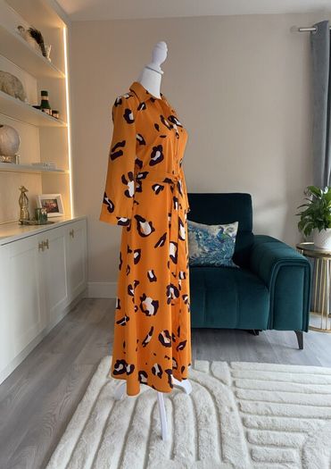 Brand-new Ladies Orange Long-sleeved Shirt Dress from Pieces