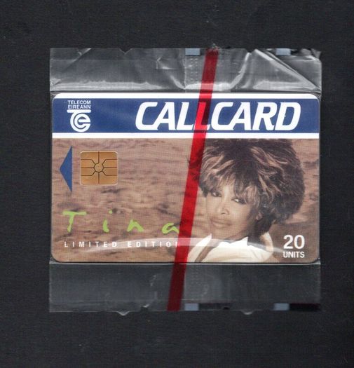 1993 Ireland 20 unit Tina Turner (EMI) Call Card Mint in Packaging. Telecom Eireann card number 1045.