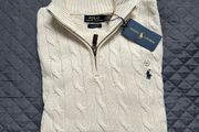 Ralph Lauren Cable Knit Quarter Zip, Cream Colour, Size XXL Mens