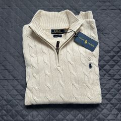 Ralph Lauren Cable Knit Quarter Zip, Cream Colour, Size XXL Mens