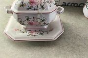 Anfora Agueda Hand Painted Lidded Preserve Pot, Sauce Dish, Floral, Portugal, Vintage
