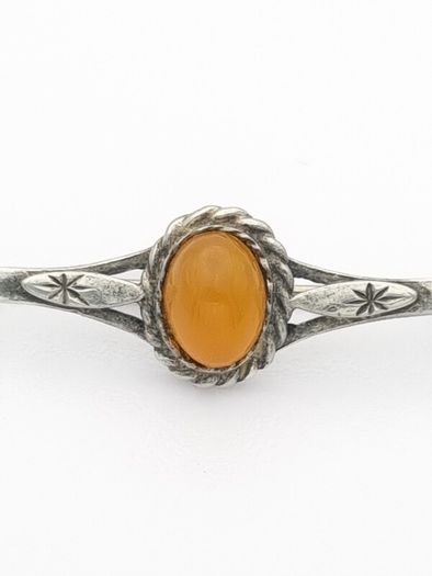 Vintage Carnelian Silver Bar Brooch