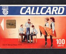 1991 Ireland 100 unit An tOireachtas Callcard was issued to promote the Oireachtas festival which celebrates the irish language and culture (Gemplus GEM1) Call Card Used but has 2 units remaining Marlborough Street address. Telecom Eireann card number 103