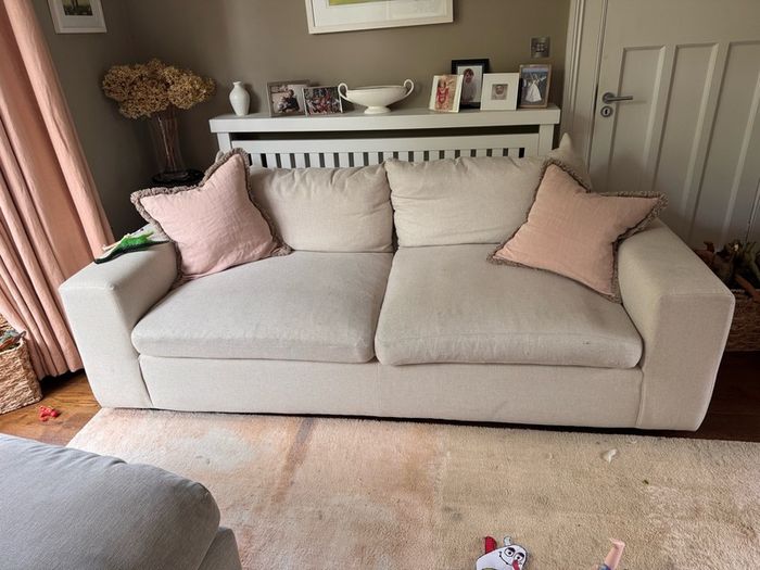 Large Cream 2-Seater Sofa