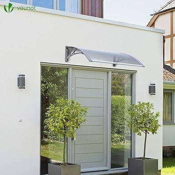 Front Door Canopy Outdoor Awning, Rain Shelter for Back Door, Porch, Window, 120 x 80 cm, Grey